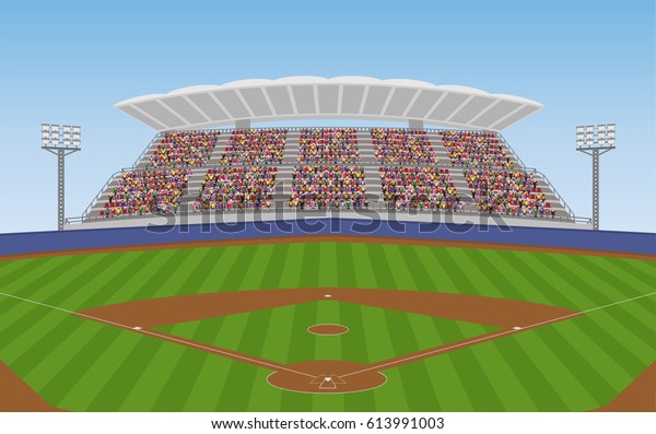 Baseball Field Crowd On Grandstand Vector Stock Vector (Royalty Free ...