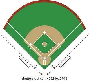 Baseball field flat design illustration