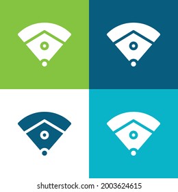 Campo de béisbol Plano cuatro colores mínimo conjunto de iconos