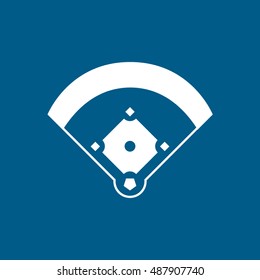 Baseball Field  Flat Icon On Blue Background