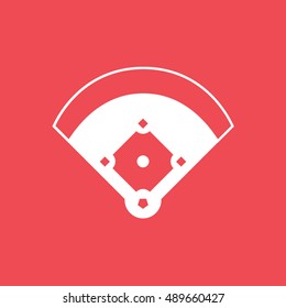 Baseball Field Flat Icon On Red Background