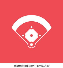 Baseball Field Flat Icon On Red Background