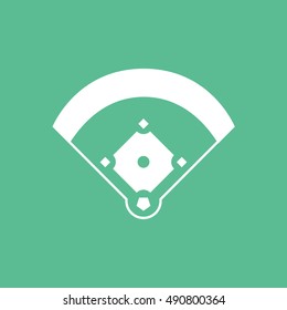 Baseball Field Flat Icon On Green Background