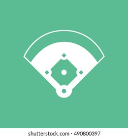 Baseball Field Flat Icon On Green Background