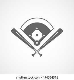 Icono plano del campo de béisbol en fondo blanco