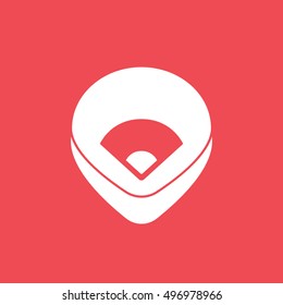 Baseball Field Flat Icon On Red Background