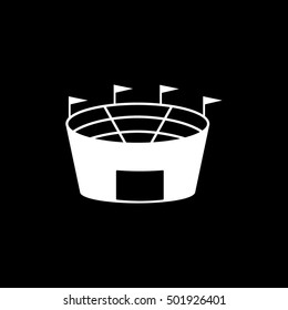 Baseball Field Flat Icon On Black Background