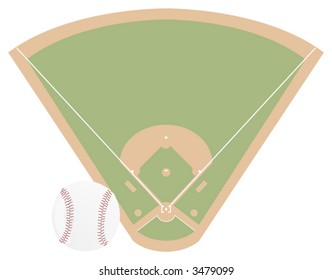 baseball field and game ball