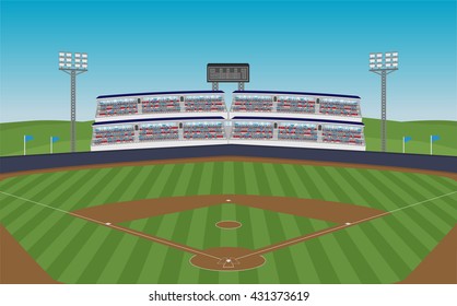 baseball field with grandstand vector