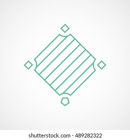 Baseball Field Green Line Icon On White Background