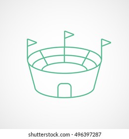 Baseball Field Green Line Icon On White Background