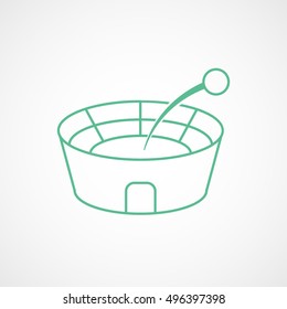 Baseball Field Green Line Icon On White Background