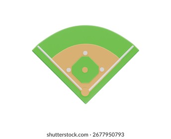  Icono de campo de béisbol Ilustración 3D Render