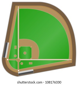 Baseball field icon. Cartoon illustration of baseball field isolated on white background. Stadium grass shape