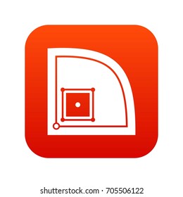 Baseball field icon digital red for any design isolated on white vector illustration