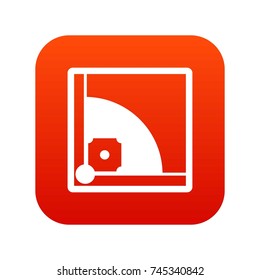 Baseball field icon digital red for any design isolated on white vector illustration