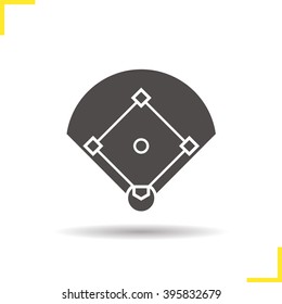 Baseball field icon. Drop shadow softball silhouette symbol. Baseball game field. Vector isolated illustration