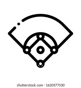 Baseball Field Icon Vector. Outline Baseball Field Sign. Isolated Contour Symbol Illustration