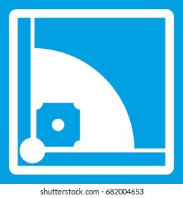 Baseball field icon white isolated on blue background vector illustration