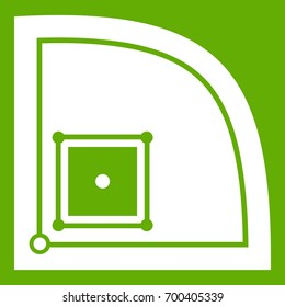Baseball field icon white isolated on green background. Vector illustration