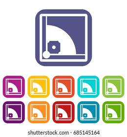 Baseball field icons set