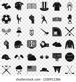 Baseball field icons set. Simple style of 36 baseball field vector icons for web for any design