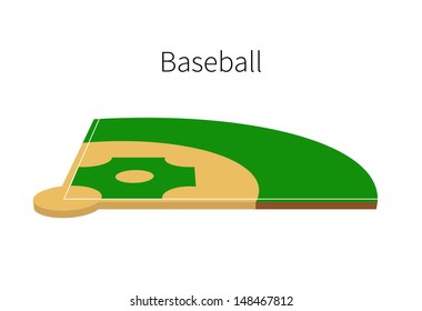 Baseball Field isolated on white background. Vector illustration.