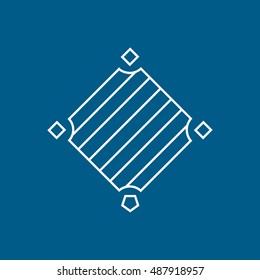 Baseball Field Line Icon On Blue Background