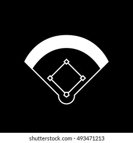 Baseball Field Line Icon On Black Background