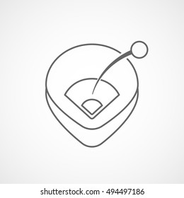 Baseball Field Line Icon On White Background