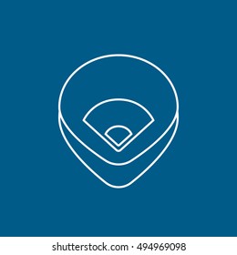 Baseball Field Line Icon On Blue Background