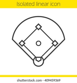 Baseball field linear icon. Softball game field thin line illustration. Contour symbol. Vector isolated outline drawing