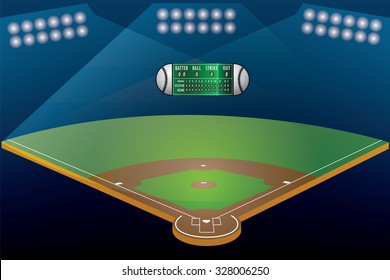 Baseball field in night match