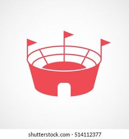 Baseball Field Red Flat Icon On White Background
