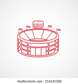 Baseball Field Red Line Icon On White Background