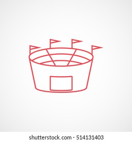 Baseball Field Red Line Icon On White Background