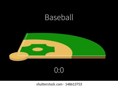 Baseball Field with a score on black background. Vector illustration.