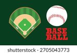 baseball field top view, Softball field flat , vector illustration