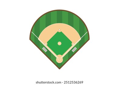 baseball field top view, Softball field flat , vector illustration