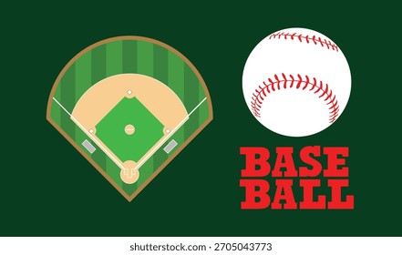 baseball field top view, Softball field flat , vector illustration