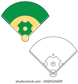 Baseball field vector illustration. Baseball field line art