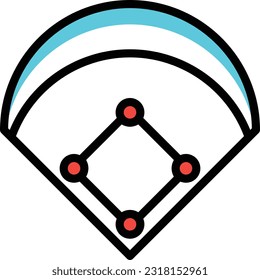 baseball field Vector illustration on a transparent background. Premium quality symmbols. Line Color vector icons for concept and graphic design.