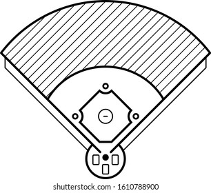 Baseball field. Vector outline icon.