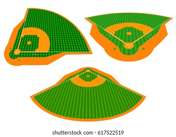 Baseball fields set. Isometric. Sports background. Vector illustration