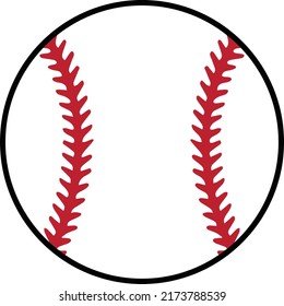 Baseball with Filled in White and Red Stitches