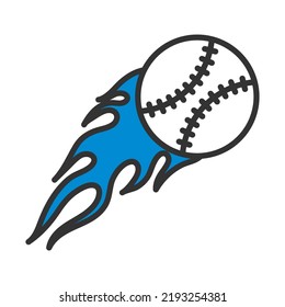 Icono de la bola de fuego del béisbol. Contorno de negrita editable con diseño de relleno de color. Ilustración vectorial.