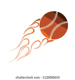 Baseball fire ball icon. Flat color design. Vector illustration.