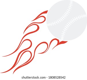 Icono de la bola de fuego del béisbol. Diseño de color plano. Ilustración vectorial.