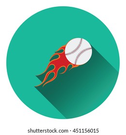 Baseball fire ball icon. Flat color design. Vector illustration.