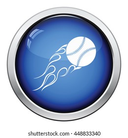 Baseball fire ball icon. Glossy button design. Vector illustration.